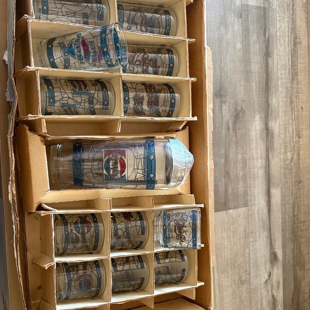 Vintage anniversary Pepsi Glass with Blue and Red Design